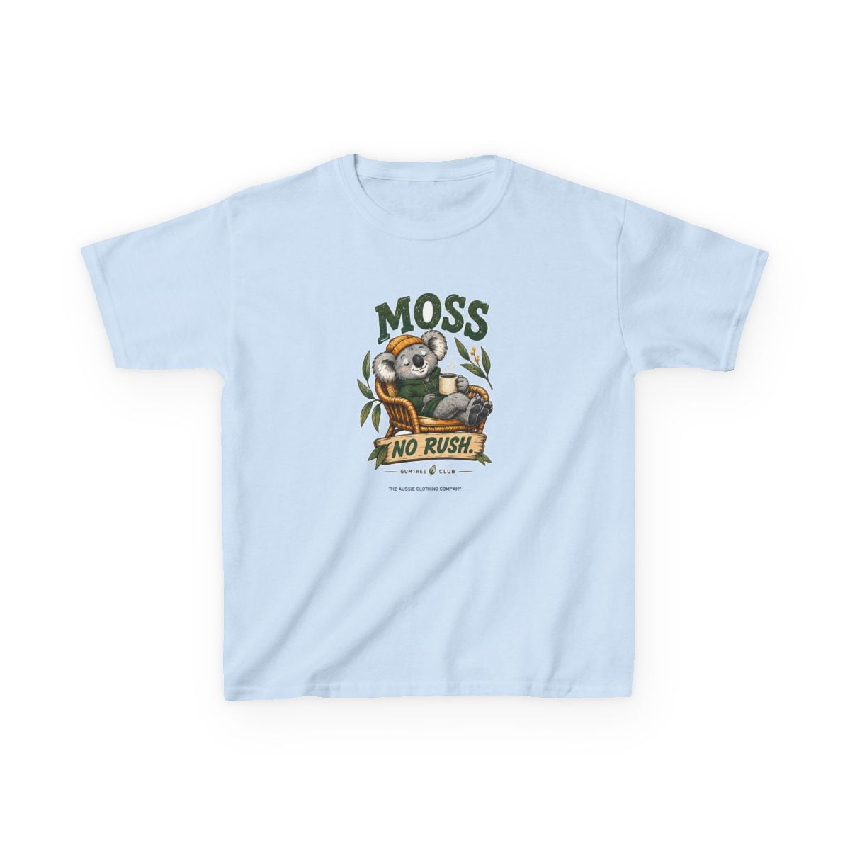 Gumtree Club — Moss — NO RUSH. Youth Tee - Light Blue - front