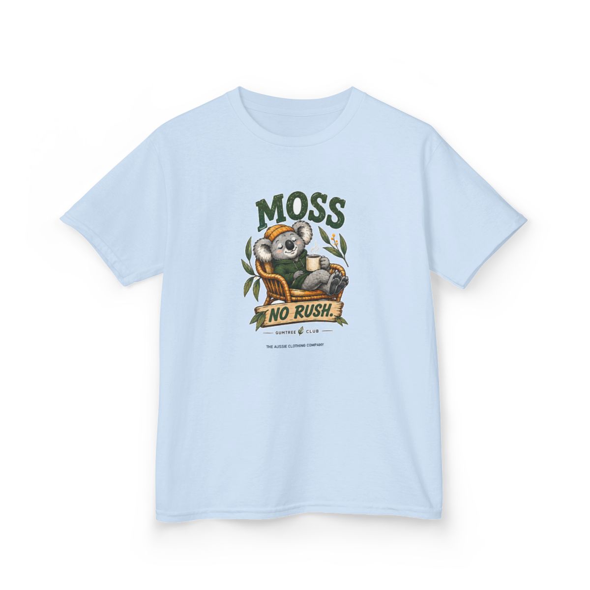 Gumtree Club — Moss — NO RUSH. Youth Tee - Light Blue - front-2
