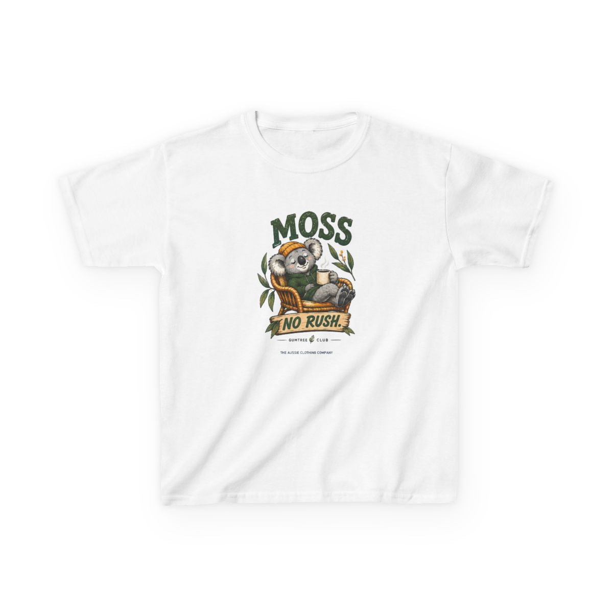Gumtree Club — Moss — NO RUSH. Youth Tee - White - front