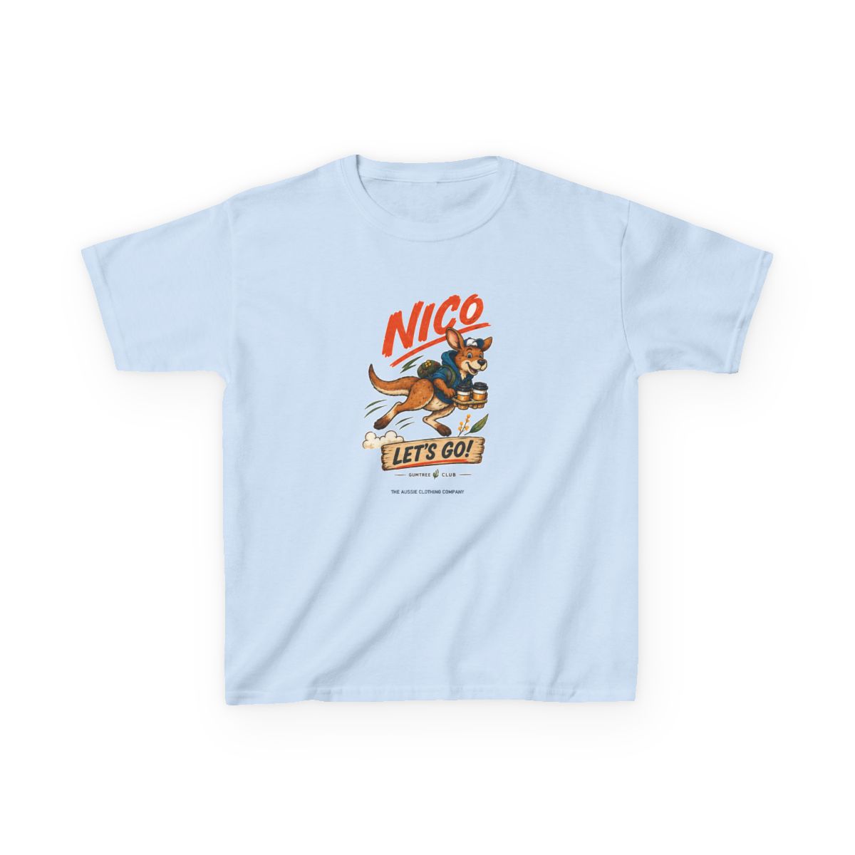 Gumtree Club — Nico — LET'S GO! Youth Tee - Light Blue - front