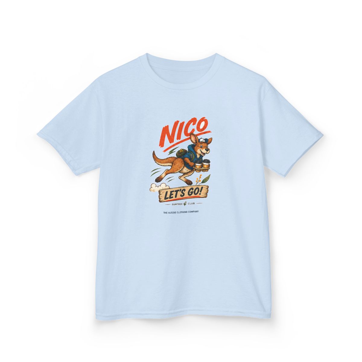 Gumtree Club — Nico — LET'S GO! Youth Tee - Light Blue - front-2