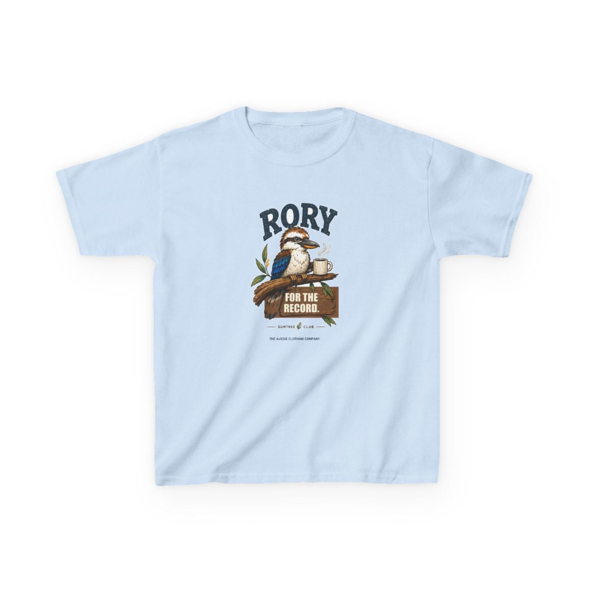 Gumtree Club — Rory — FOR THE RECORD. Youth Tee - Light Blue - front