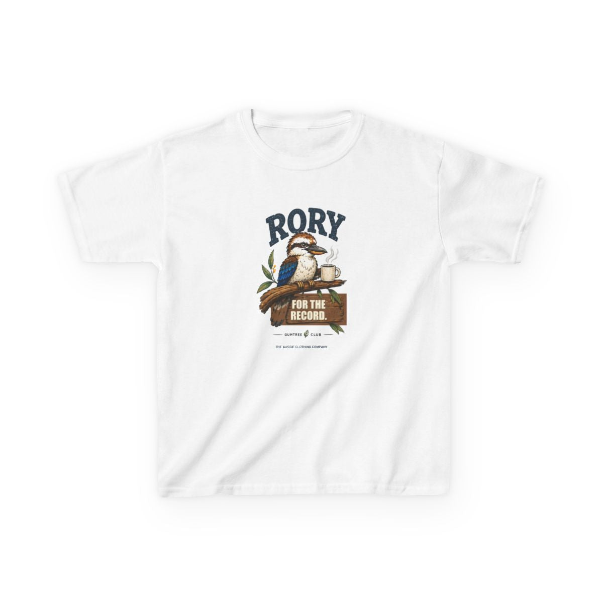 Gumtree Club — Rory — FOR THE RECORD. Youth Tee - White - front
