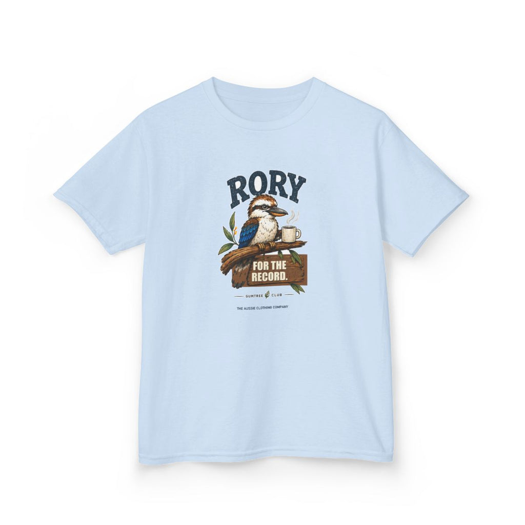 Gumtree Club — Rory — FOR THE RECORD. Youth Tee - Light Blue - front-2