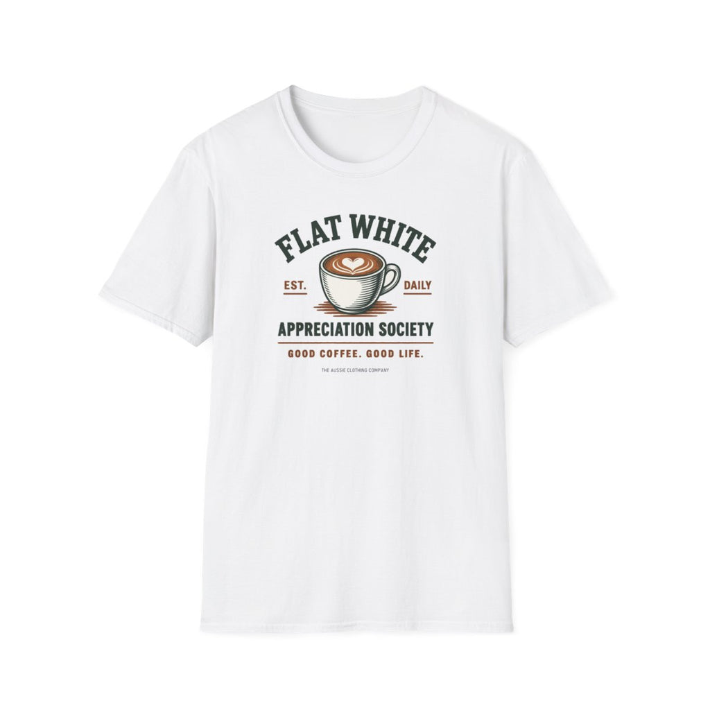 Flat White Appreciation Society Tee - White - front